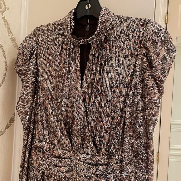 Jonathan Simkhai Mallory Sequined Long PuffSleeve Mini Dress Size 4